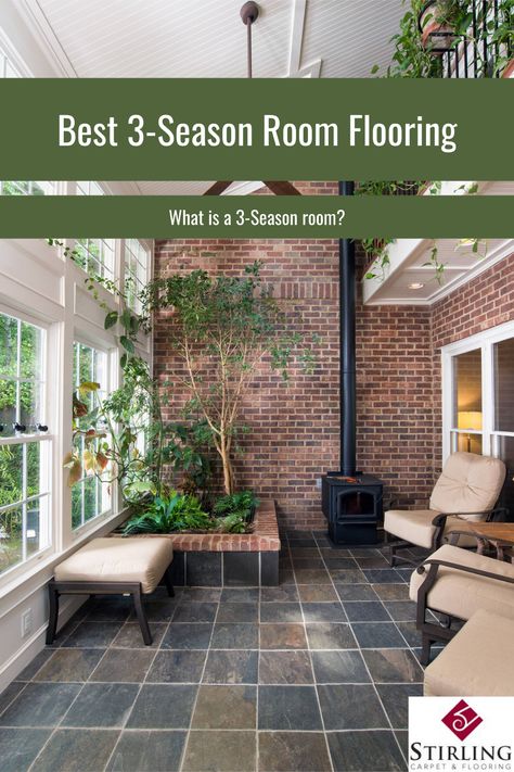 Flooring for sunroom, Flooring for enclosed porch, flooring for 3-season room, Vinyl plank in sunroom, laminate in sunroom, carpet tile in sunroom, tile in sunroom, hardwood in sunroom, vinyl plank in 3 season room, laminate in 3 season room, carpet tile in 3 season room, tile in 3 season room, hardwood in 3 season room, vinyl plank in enclosed porch, laminate in enclosed porch, carpet tile in enclosed porch, tile in enclosed porch, hardwood in enclosed porch, Engineered hardwood, small town Flooring For Sunroom, Sunroom Tile Floor, Sunroom Tile, Sunroom Flooring, 3 Season Porch, 3 Season Room, Enclosed Porch, Mug Of Coffee, Porch Tile