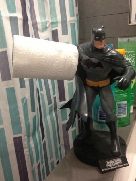 Batman Toilet paper holder Batman Bathroom Decor, Batman Bathroom, Batman Bedroom, Creative Bathroom, Toilet Paper Holders, Paper Holders, Boys Bathroom, Batman Robin, Totally Awesome