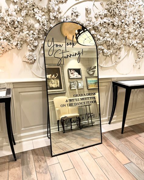 We love a good selfie mirror you and your guests can get beautiful pics with! Venue : @watermillcaterers DM for pricing and all other inquiries #smallbusiness #smallbusinessowner #supportsmallbusiness #kismetdetails #signage #wedding #weddingsign #weddingsignage #weddinginpo #weddingideas #mirrordecal #decal #weddingmirror Selfie Business, Signage Wedding, Wedding Mirror, Business Branding Inspiration, Mirror Decal, Selfie Mirror, Beautiful Pics, Wedding Signage, Take A Seat