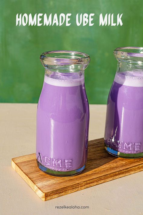 Homemade Ube Milk Ube Drink Recipes, Ube Milkshake, Ube Milk Tea, Filipino Sweets, Cocktail Competition, Ube Recipes, Yams Recipe, Nice Cream Recipe, Milk Tea Recipes