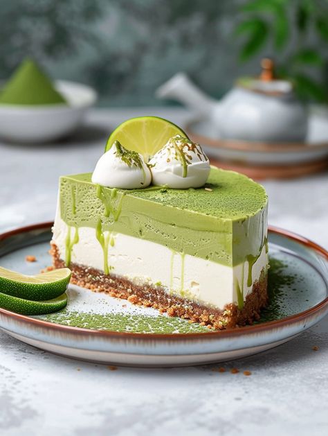 𝗜𝗻𝗴𝗿𝗲𝗱𝗶𝗲𝗻𝘁𝘀: 📋  o 1 ½ cups graham cracker crumbs o ¼ cup sugar o ½ cup melted butter Cheesecake Layer: o 16 oz cream cheese, softened o ½ cup sugar o 2 large eggs o 1 tsp vanilla extract o 1 tbsp lime zest 𝗠𝗮𝘁𝗰𝗵𝗮 𝗠𝗼𝘂𝘀𝘀𝗲: 📋  o 1 ½ cups heavy whipping cream o ¼ cup powdered sugar o 2 tbsp matcha powder o 1 tbsp lime juice Topping: o Lime slices (for garnish) o Matcha powder (for dusting) 𝗗𝗶𝗿𝗲𝗰𝘁𝗶𝗼𝗻𝘀: 📋  Prepare the Crust: 1. Preheat your oven to 325°F (165°C). Lime Mousse, Matcha Mousse, Mousse Cheesecake, Matcha Cheesecake, Cheesecake Layer, Lime Cake, Cheesecake Mousse, Whipping Cream, Matcha Powder