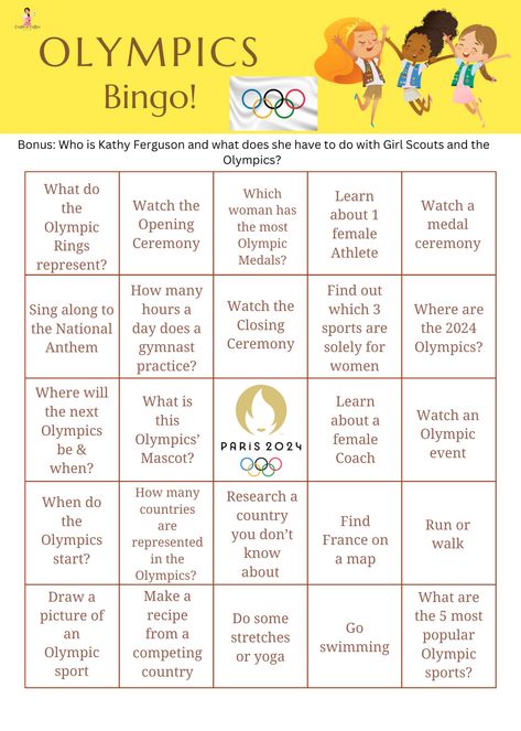 Make the Olympics extra fun with this free bingo card. Olympic Bingo Free Printables, Turkey Olympics, Olympic Bingo, Christmas Olympics, Summer Olympics Party, Summer Olympics Activities, Olympics Facts, Preschool Olympics, Olympics Party