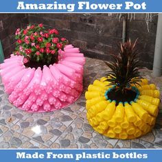 Gravel Landscaping, Plastic Bottle Art, نباتات منزلية, Garden Decor Projects, Diy Flower Pots, Bottle Garden, Garden Crafts Diy, Diy Bottle Crafts, Plastic Bottle Crafts