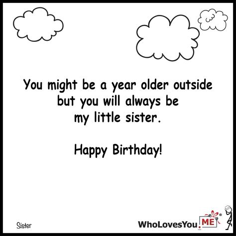 You might be a year older outside but you will always- http://WhoLovesYou.ME #gigeo #birthday #greetings #wishes Sweet Happy Birthday Messages, Best Birthday Wishes Quotes, Success Wishes, Bf Quotes, Birthday Quotes For Him, Birthday Wishes For Myself, Best Birthday Wishes, Birthday Wish, Birthday Wishes Quotes