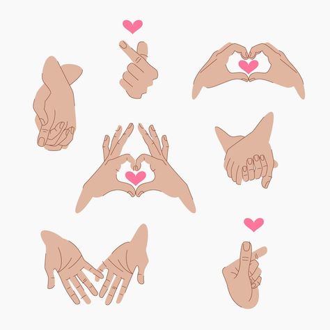 Set of finger and hand hearts signs mini... | Premium Vector #Freepik #vector #mini-heart #heart-icon #heart #red-heart Hands Relationship, Korean Love Sign, Hand Hearts, Finger Hands, Finger Heart, Hand Heart, Korean Love, Hold Hands, Flower Boy