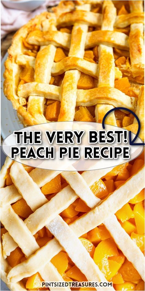 Treat yourself to homemade peach pie by Pint-sized Treasures! Our simple recipe offers a delightful, sweet treat with fresh peaches and a flaky homemade crust. This dessert pays heartfelt homage to Grandma's beloved recipes. Best Peach Pie, Homemade Peach Pie, Creative Pie Crust, Creative Pies, Peach Pie Recipe, Peach Pie Recipes, Gourmet Chef, Fresh Peaches, Flaky Pie Crust