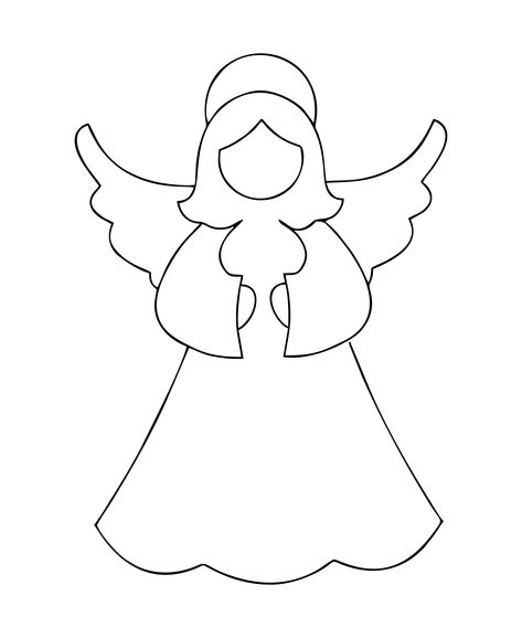 Christmas Angel Template Printable Angel Patterns Templates, Printable Angel Template, Christmas Angel Template Free Printables, Christmas Angel Drawing Easy, Angel Template Free Printable, Angel Template Free Printable Crafts, Angel Coloring Pages Free Printable, Angle Coloring Pages, Christmas Bells Drawing