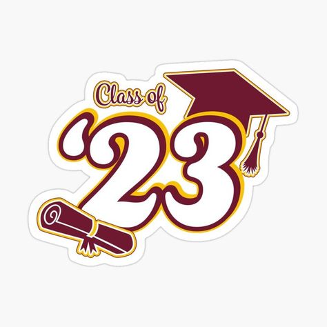 Class of 2023 sticker perfect for high school and college graduates. Available on pins, mugs, cards, and much more! Check out my Redbubble shop for more color options. #2023 #classof2023 #graduate #congratulations Redbubble Artist | @SavsSparkleShop 2024 Senior Picture Ideas, Graduation Stickers 2024, Class Of 2024 Stickers, Senior 2024 Logo, Class Of 2024 Logo, Graduation Cap And Diploma, Cap And Diploma, Senior Class Shirts, Graduation Wallpaper