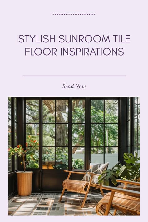 A collection of stylish sunroom tile flooring ideas showcasing various colors and patterns designed to enhance your home retreat space. This pin features 1 engaging image that provides inspiration for transforming your indoor space with beautiful tiles. Sunroom Flooring Ideas Tile, Sunroom Tile Floor, Sunroom Tile, Sunroom Flooring Ideas, Hexagon Vinyl Flooring, Sunroom Flooring, Tile Floor Ideas, Tile Flooring Ideas, Home Retreat