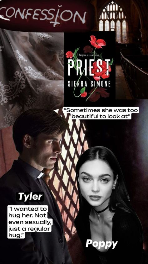 Priest (Priest Series, book 1) by Sierra Simone. Poppy Danforth and Tyler Bell. #fyp #bookaesthetic #books Poppy Danforth, Sierra Simone, Literary Characters, Fantasy Books To Read, Dark Romance Books, Recommended Books To Read, Romance Readers, Top Books To Read, Romantic Books