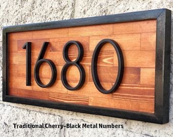 Modern House Numbers Sign, House Numbers Diy, Metal Numbers, Herringbone Wood, Wooden Farmhouse, Modern House Number, House Number Plaque, Boho Shower Curtain, House Number Sign