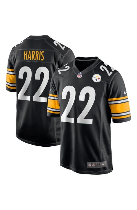 Celebrate your undying Pittsburgh Steelers fandom with this Najee Harris 2021 NFL Draft First Round Pick Game Jersey from Nike. Get ready to welcome the newest members of your team with this stylish gear. It features high-quality Pittsburgh Steelers graphics that even your favorite players would approve of! Fit: Men's Nike Game Jerseys fit true to size. We recommend ordering one size larger than you normally wear for a looser fit or up two sizes if you plan on layering underneath the jersey. Mat Diontae Johnson, Steelers Win, Pittsburgh Steelers Players, Jerome Bettis, Troy Polamalu, Steelers Fan, Nike Jersey, Game Jersey, Nfl Draft