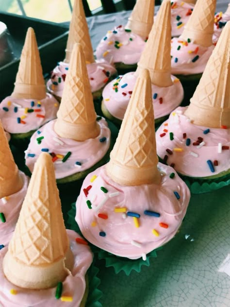 Table Stickers, Ice Cream Birthday Party Theme, Birthday Dessert Table, Cone Cupcakes, Ice Cream Cone Cupcakes, Candy Theme Birthday Party, Dessert Table Birthday, Cupcake Cones, Birthday Dessert