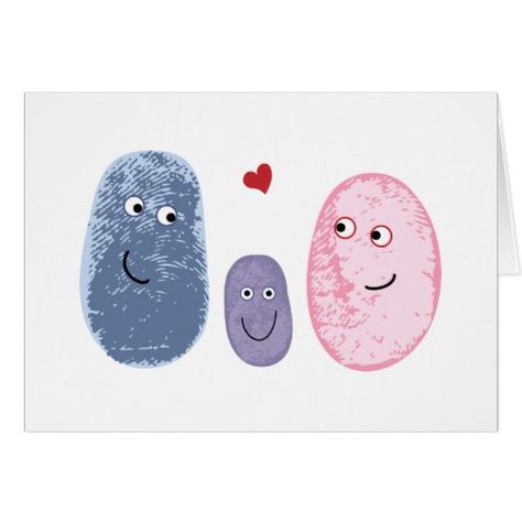 Fingerprint family card Thumbprint Cards, Thumb Painting, Art Puns, Fingerprint Cards, Thumbprint Art, 10 Mayo, Easy Cartoon, Fingerprint Art, Thumb Prints