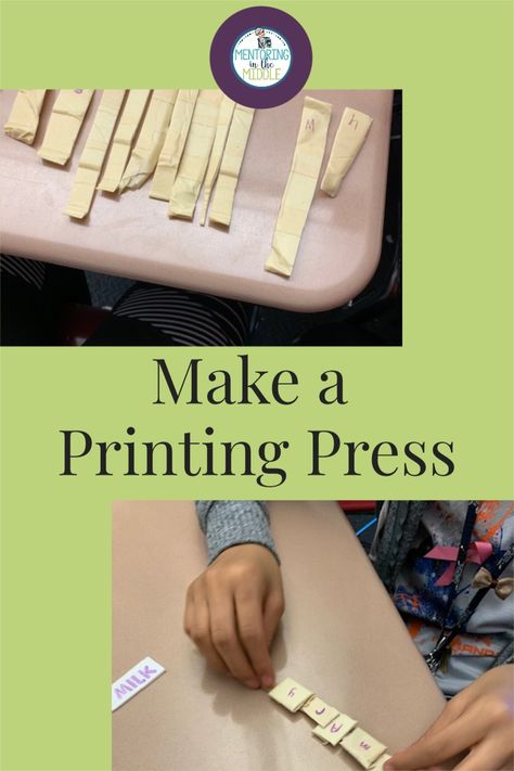 Hands On History Middle School, Gutenberg Printing Press Activity, History Stem Activities, History Fair Projects, Social Studies Project, National History Day, History Printables, Middle School Projects, Nonfiction Activities