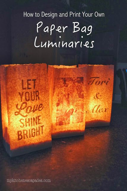 Make your own luminaries with this tutorial. Print them on paper bags from your printer at home and perfect for a party or wedding decor Paper Luminaries, Paper Bag Lanterns, Luminary Diy, Luminaries Bags, Print On Paper Bags, Relay For Life, Wedding Activities, Unique Diy Gifts, Paper Bags