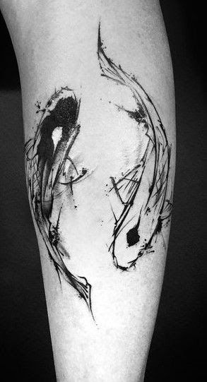 Beautiful Angel Tattoos, Pisces Tattoo Designs, Dragons Tattoo, Sketch Style Tattoos, Yin Yang Tattoos, Pisces Tattoos, Tattoo Trend, Koi Tattoo, Hip Tattoos Women