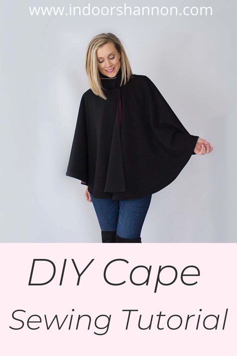 Cape Patterns Womens Sewing, Circle Poncho Pattern, Poncho Cape Pattern Sewing, How To Make A Cape Diy, Sewing Cape Pattern, Circle Cape Pattern, Easy Cape Pattern, Diy Cape For Women, How To Sew A Cape