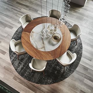 Addison House Furniture (@addisonhouse) • Instagram photos and videos Wooden Trim, Italian Furniture Modern, Round Wood Dining Table, Cattelan Italia, Contemporary Dining Room, Wood Trim, Wood Dining Table, Wooden Tables, Round Dining