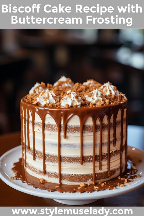 This Biscoff cake recipe is made with smooth Biscoff buttercream, moist cake layers, and an elegant Biscoff drip for the perfect finish. Biscoff Trifle Recipe, Biscoff Trifle, Biscoff Cake Recipe, Biscoff Buttercream, Smooth Buttercream, Biscoff Cake, Soft Cake, Biscoff Biscuits, Cake With Buttercream