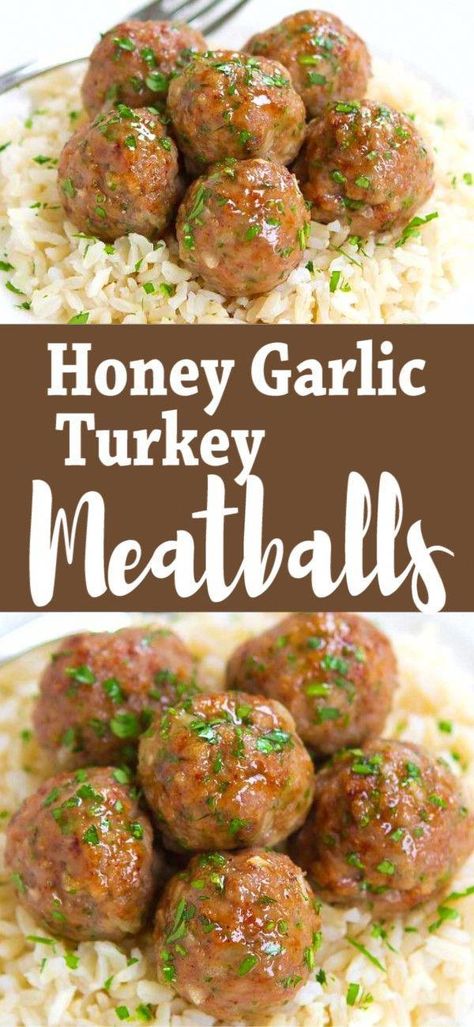 Garlic Turkey Meatballs, Honey Garlic Turkey, Garlic Turkey, Baked Turkey Meatballs, Ground Turkey Recipes Easy, Healthy Turkey Recipes, Garlic Baked, Ground Turkey Recipes Healthy, Turkey Meatballs Baked