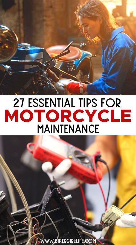 27 Essential Tips for Motorcycle Maintenance Sport Bike Rider, Bike Riding Tips, Trip Planning Checklist, Motorcycle Maintenance, Female Motorcycle Riders, Diy Motorcycle, Motorcycle Tips, Motorcycle Safety, Motorcycle Camping