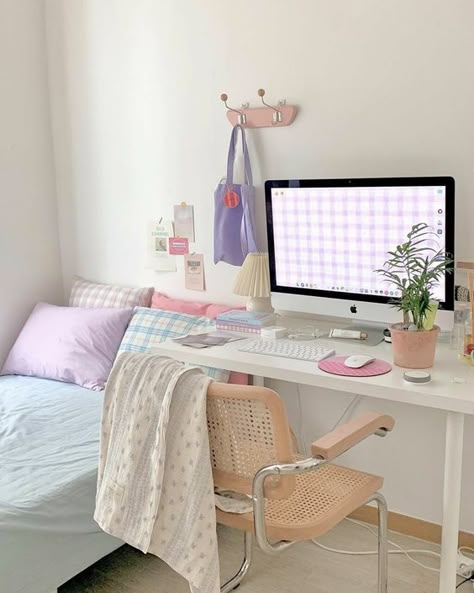 stella 🕊 on Twitter: "colourful interiors like these… " Pastel Bedroom, Pastel Room Decor, Desk Inspo, Dekorasi Kamar Tidur, Pastel Room, Study Room Decor, Danish Pastel, Minimalist Room, Pretty Room