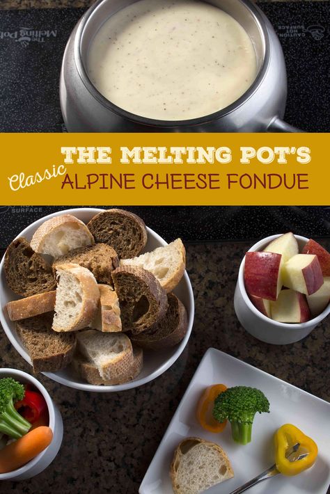 Fondue Dip, Melting Pot Cheese Fondue, Melting Pot Recipes, Cheese Fondue Recipe, Fondue Restaurant, Fondue Dinner, Fondue Night, Fondue Recipes Cheese, Fondue Recipe