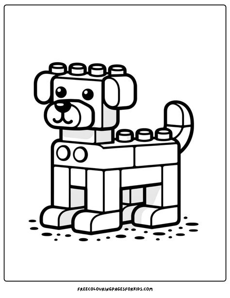 a Lego Dog Police Coloring Pages Free Printable, Lego Colouring Pages, Lego Coloring Pages Printables Free, Lego Drawing Easy, Coloring Activities For Kids Worksheets, Lego Clip Art, School Coloring Pages Free Printable, Lego Doodle, Boy Coloring Sheets