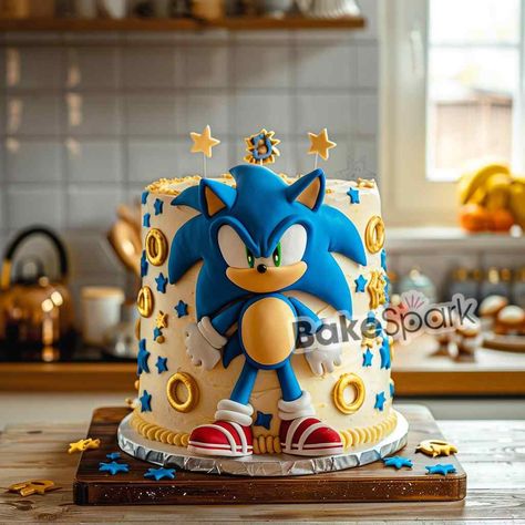 51 Sonic The Hedgehog Cake Design Ideas [GALLERY] - BakeSpark Sonic The Hedgehog Cakes, Sonic Birthday Cakes, Game Cake, Sonic Cakes, Sonic The Hedgehog Birthday Cake, Boys Cake Ideas, Sonic Cake Ideas, Tails Birthday Cake Sonic, Birthday Cake Sonic