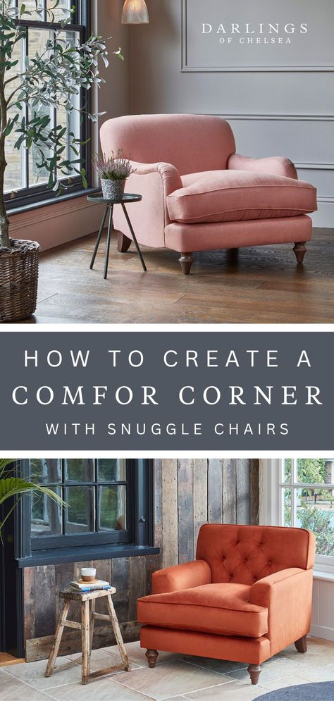 Discover the perfect way to create a cozy retreat in your home with a snuggle chair. These versatile pieces of furniture can transform any corner into a comfortable space to read, relax, or simply enjoy some quality time with loved ones. Don't miss these compelling reasons to have a snuggle chair in your life. Living Room Chair Decor, Chair Bookshelf, Oversized Reading Chair, Vintage Velvet Chairs, Comfortable Living Room Chairs, Snuggle Chair, Comfy Reading Chair, Luxury Arm Chair, Cosy Interior