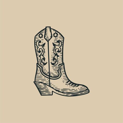 Cowgirl Boots Illustration, Vintage Cowboy Illustration, Cowboy Boot Illustration, Cowboy Boot Graphic, Cowboy Boots Drawing, Boots Illustration, Cowboy Boot Print, Up Logo, Vintage Cowboy Boots