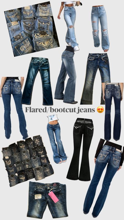 I love flared and bootcut jeans #missmejeans #jeans Street Wear Y2k, Bootcut Jeans Outfit, Flare Jeans Y2k, Trashy Mcbling, Drippy Fits, Vintage Street Style, Find My Style, Y2k Fits, Mcbling Y2k