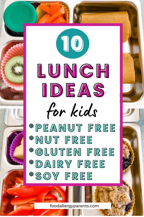 Dairy, Gluten, Nut + Soy Free Lunch Ideas for Kids – Food Allergy Parents Nut Free Lunch Ideas, Dairy Free Lunch Ideas, Soy Free Snacks, Allergy Free Snacks, Dairy Free Recipes For Kids, Dairy Free Lunch, Nut Free Snacks, Gluten Free Recipes For Kids, Planet Box