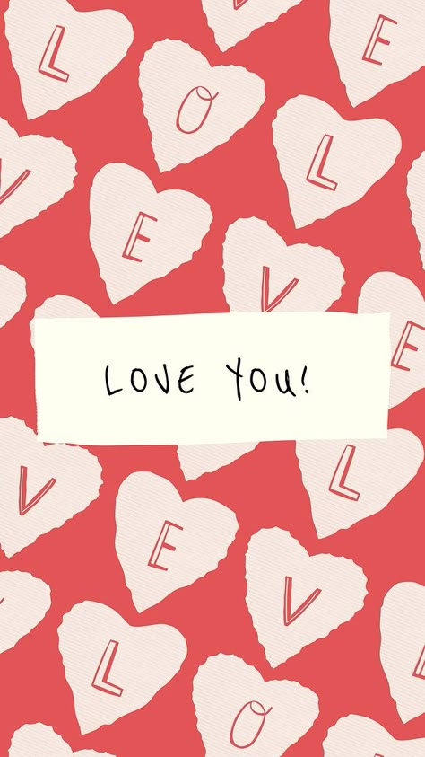 Cute Valentine's day mobile wallpaper | free image by rawpixel.com / ketchup Love You Wallpaper, Valentines Day Lockscreen, Love Bg, Iphone Wallpaper Heart, Love Template, Aesthetic Paper, Valentine Template, Valentines Day Drawing, Free Illustration Images