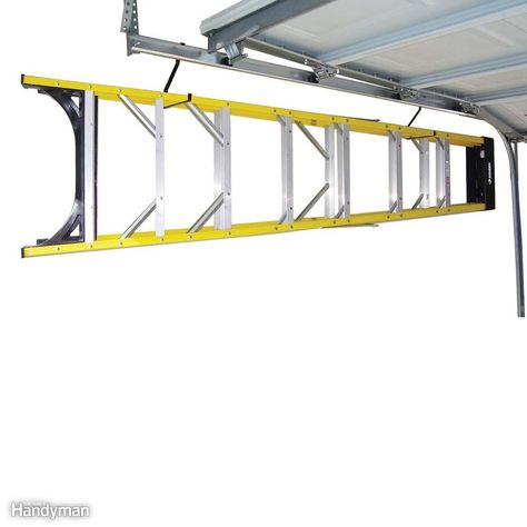 Add A Hook - Maximize the storage space under your garage doors, by adding on to your existing garage door track with J-style hooks like these Praxis Model Add-a-Hooks. Hang long items like ladders, yard tools, even few spare pieces of 2x4.                        Praxis Model Add-a-Hooks Storage Ceiling, Garage Door Track, Garage Ceiling Storage, Garage Hooks, Overhead Garage Storage, Ladder Storage, Garage Storage Shelves, Overhead Garage, Garage Storage Solutions