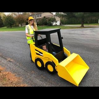 Skid Steer Costume (stroller Wrap) : 5 Steps - Instructables Veer Wagon Halloween, Halloween Wagon, Stroller Halloween Costumes, Wagon Halloween Costumes, Wagon Costume, Stroller Costume, Halloween Morning, Toddler Boy Costumes, Old Halloween Costumes