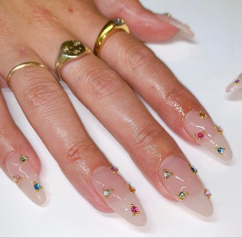 Jewelled Nails, Gem Nail Designs, Nails Jelly, Gel X Nails, X Nails, Weak Nails, Nail Jewels, Really Cute Nails, Nails Diy