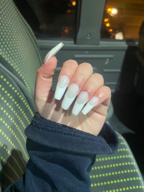 Long nails,white nails,white french White Nails White French, Long Nails White, White Nails French, Reverse French Nails, Nails White French, Baby Pink Nails, Nail Drawing, Long Nail Designs, Gel Mani