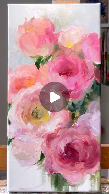 Peony Painting Acrylic, How To Paint Acrylic Flowers On Canvas, How To Paint A Peony, Simple Peony Painting, Painting Peonies, Canvas Flower Painting, Peony Flower Painting, How To Paint Peonies, Painting Acrylic Flowers