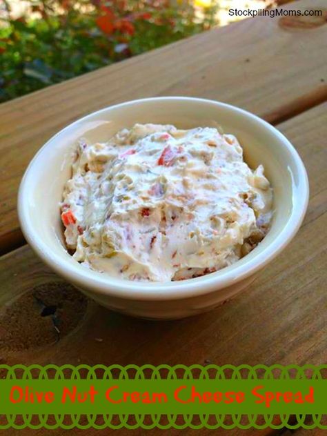 Olive Nut Cream Cheese Spread Recipe is a great appetizer for football on the weekends! Cream Cheese Spread Recipes, Cheese Spread Recipes, Cream Cheese Spread, Fruit Salad Easy, Sandwich Spread, Vegetable Casserole, Tea Party Food, Cream Cheese Spreads, Campfire Food