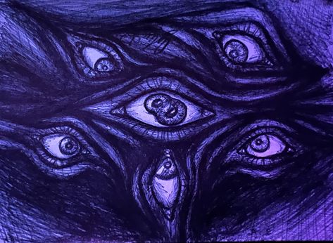 Multiple Eyes Aesthetic, Eyes Staring At You Drawing, Void Eyes Drawing, Multiple Eyes Drawing, Multiple Eyes Art, Eye Monster Art, Multiple Eyes Character, Eyes Art Creepy, Eyes Scary Art