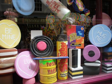 Sweet shop window display, London Sweet Shop, Love Hug, Shop Window Displays, London Love, Display Board, Candy Shop, Shop Window, Shop Display, Window Display