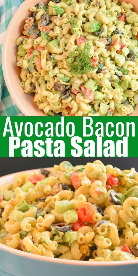 Avocado Bacon Pasta Salad with Dill Dressing | Serena Bakes Simply From Scratch Pasta Salad With Dill, Bahamas Recipes, Party Food Dishes, Creamy Dill Dressing, Bacon Pasta Salad, Salad With Dill, Thanksgiving Favorites, Food Rocks, Homemade Chicken Salads