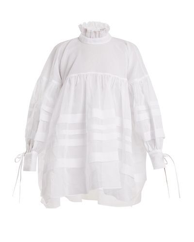 CECILIE BAHNSEN - White Alberte Oversized Cotton Top - Lyst Classic Linen Dress, Pleats Fashion, Frilly Top, Resort Wear Dresses, Shirred Top, Cecilie Bahnsen, Flounce Top, White Linen Dresses, Resort Fashion