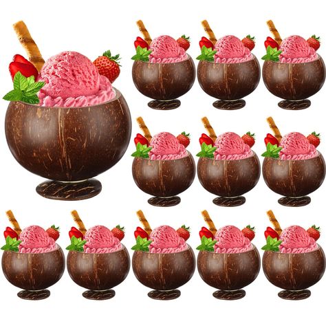 Tioncy 12 Pieces 13.5 oz Coconut Cup Hawaiian Theme Coconut Shell Cups Polished Coconut Bowls Luau Party Favors Tiki Party Decorations for Smoothie Salad for Luau Party Supplies Kitchen Decoration Caribbean Theme Party, Tiki Party Decorations, Drinking Smoothie, Beach Theme Party Decorations, Luau Party Favors, Pineapple Cup, Luau Party Supplies, Luau Party Decorations, Coconut Cups