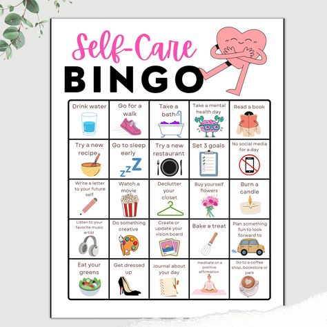 Self-care Bingo, Self Care Printable, Self Care Digital Download, Mental Health Bingo, Wellness Bingo, Wellness Week, Self Care Checklist - Etsy Self Care Bingo Printable, Self Care Bingo Bullet Journal, Mental Wellness Activity, Self Care Activity For Teens, Mental Health Bingo, Self Care Games For Groups, Activities For Women, Self Care Bulletin Board, Mental Health Activity Ideas