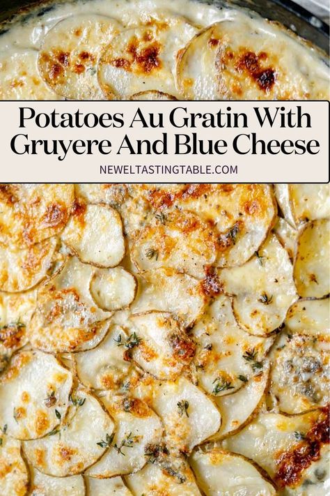 There is no doubt these Potatoes au Gratin with Gruyere and Blue Cheese is an indulgent creamy dish, but it's just so good that it's worth putting on a table for special occasions or family gatherings.

The potatoes with gruyere, thyme, and nutmeg give you that classic potato gratin (or gratin dauphinois) flavor, and the added blue cheese gives it a fun kick - making this a big crowd pleaser and the perfect side dish. Dinner Party Main Course, Potato Au Gratin, Dinner Party Mains, Blue Cheese Recipes, Au Gratin Potatoes, Gratin Potatoes, Thanksgiving 2024, Potatoes Au Gratin, Big Crowd