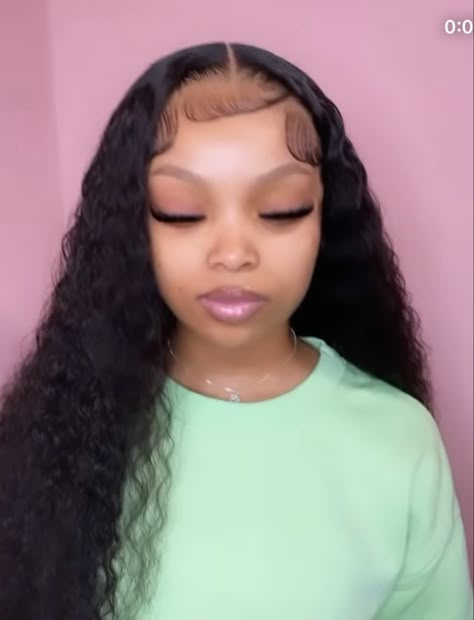 Middle Part Wig Edges, Middle Part Deep Wave Wig Dramatic Edges, Curly Lace Styles, Curly Hair Lace Front Wig, Middle Part Curly Wig, Black Girls Hairstyles Weave, Art Tattoo Ideas, Lace Wigs Styles, Lace Fronts