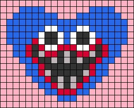 Alpha pattern #131498 | BraceletBook Video Game Cartoon, Crochet Graphs, Cartoon Keychain, Unique Cross Stitch, Cross Stitch Tutorial, Graph Patterns, Survival Horror, Huggy Wuggy, Pixel Art Templates